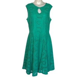 DANA BUCHMAN CYAN LACE SLEEVELESS DRESS